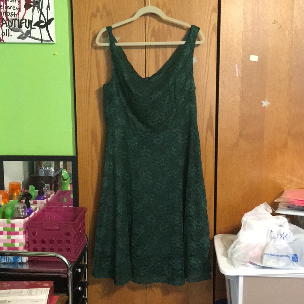 Lace green off the shoulder dress